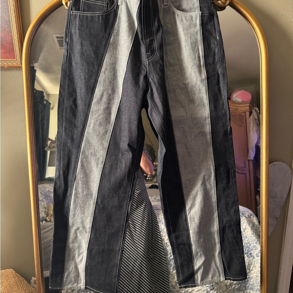 Supreme paneled stripe baggy jeans in rigid indigo - Picture 2 of 9